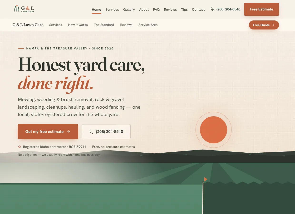 G and L Lawn Care website, live