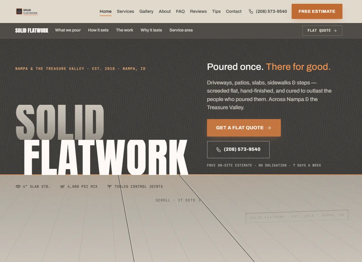 Solid Flatwork website, live